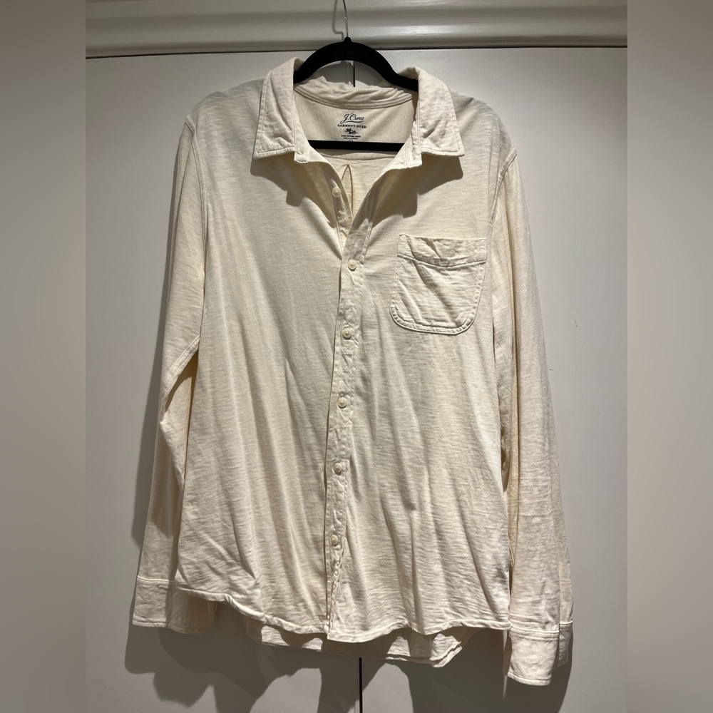 J.Crew yellow cotton button down shirt, size large